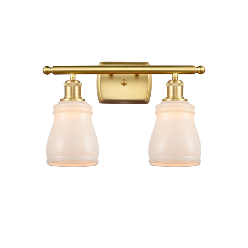 Ellery Bath Vanity Light shown in the Satin Gold finish with a White shade