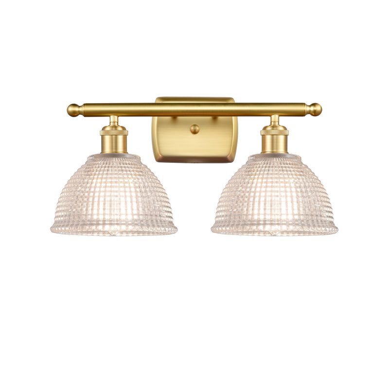 Arietta Bath Vanity Light shown in the Satin Gold finish with a Clear shade