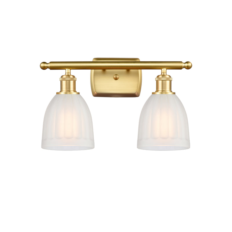 Brookfield Bath Vanity Light shown in the Satin Gold finish with a White shade