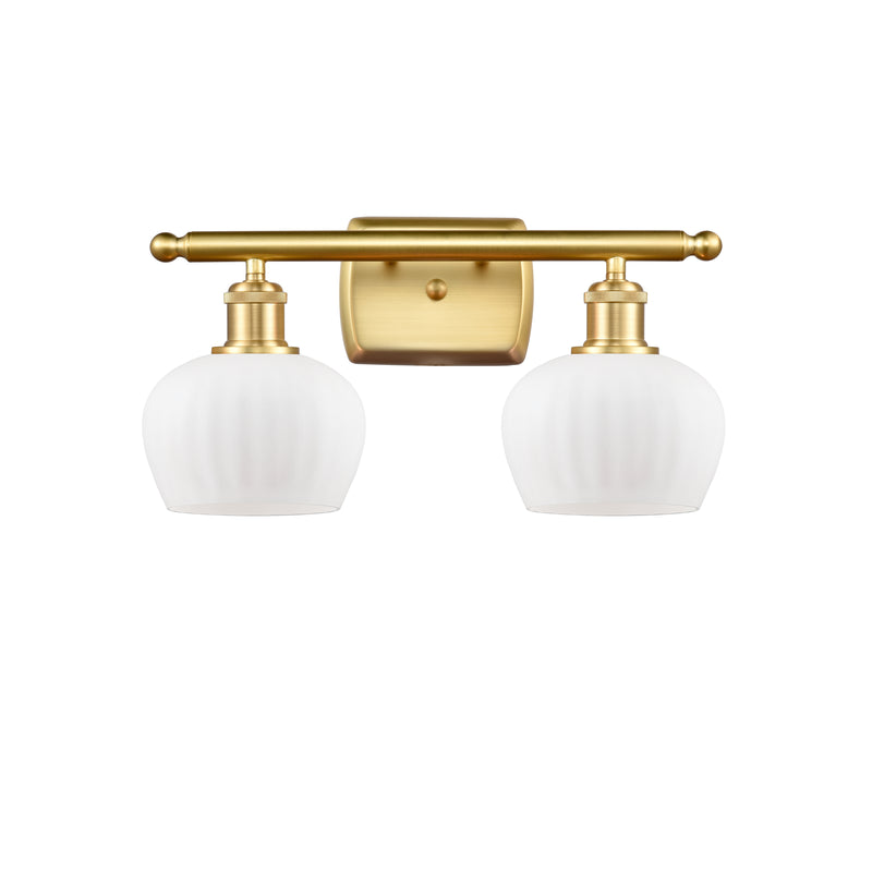 Fenton Bath Vanity Light shown in the Satin Gold finish with a Matte White shade
