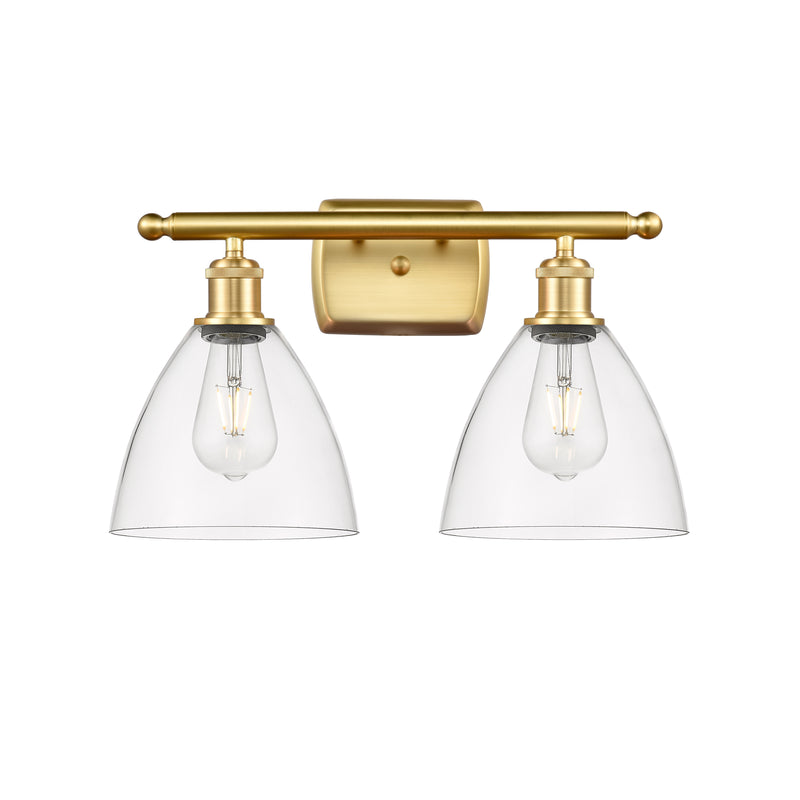 Ballston Dome Bath Vanity Light shown in the Satin Gold finish with a Clear shade