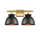 Adirondack Bath Vanity Light shown in the Satin Gold finish with a Matte Black shade