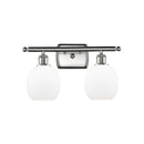 Belfast Bath Vanity Light shown in the Brushed Satin Nickel finish with a Matte White shade