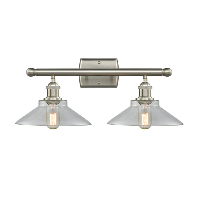 Orwell Bath Vanity Light shown in the Brushed Satin Nickel finish with a Clear shade