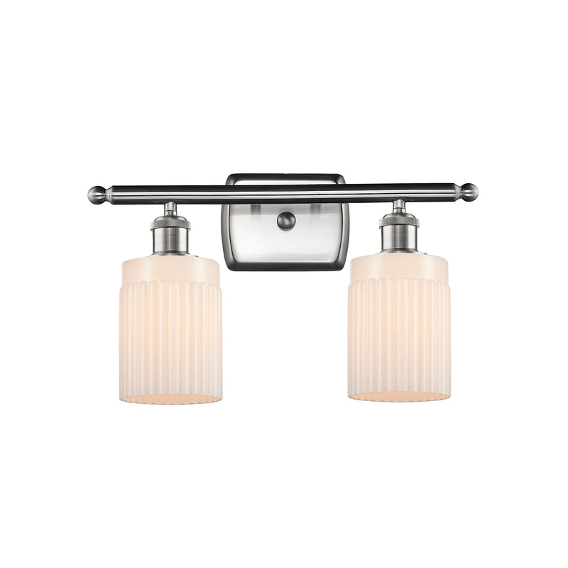 Hadley Bath Vanity Light shown in the Brushed Satin Nickel finish with a Matte White shade