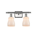 Ellery Bath Vanity Light shown in the Brushed Satin Nickel finish with a White shade