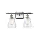 Ellery Bath Vanity Light shown in the Brushed Satin Nickel finish with a Clear shade