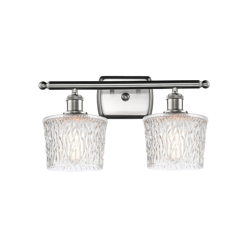 Niagra Bath Vanity Light shown in the Brushed Satin Nickel finish with a Clear shade