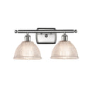 Arietta Bath Vanity Light shown in the Brushed Satin Nickel finish with a Clear shade