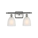 Brookfield Bath Vanity Light shown in the Brushed Satin Nickel finish with a White shade