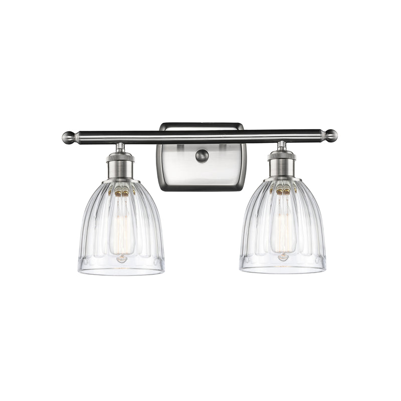 Brookfield Bath Vanity Light shown in the Brushed Satin Nickel finish with a Clear shade