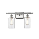 Clymer Bath Vanity Light shown in the Brushed Satin Nickel finish with a Clear shade