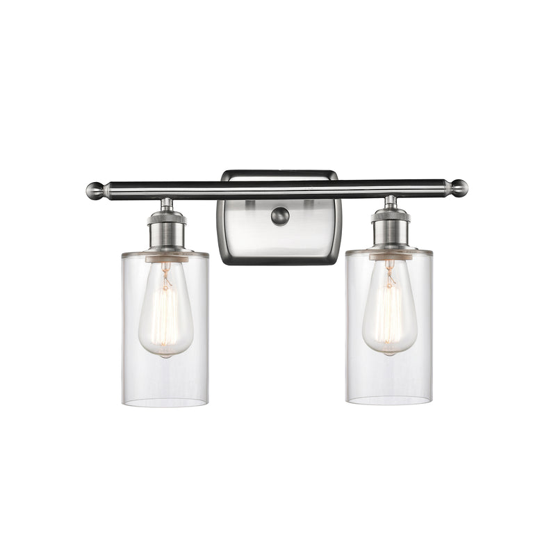 Clymer Bath Vanity Light shown in the Brushed Satin Nickel finish with a Clear shade