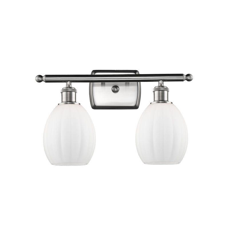 Eaton Bath Vanity Light shown in the Brushed Satin Nickel finish with a Matte White shade