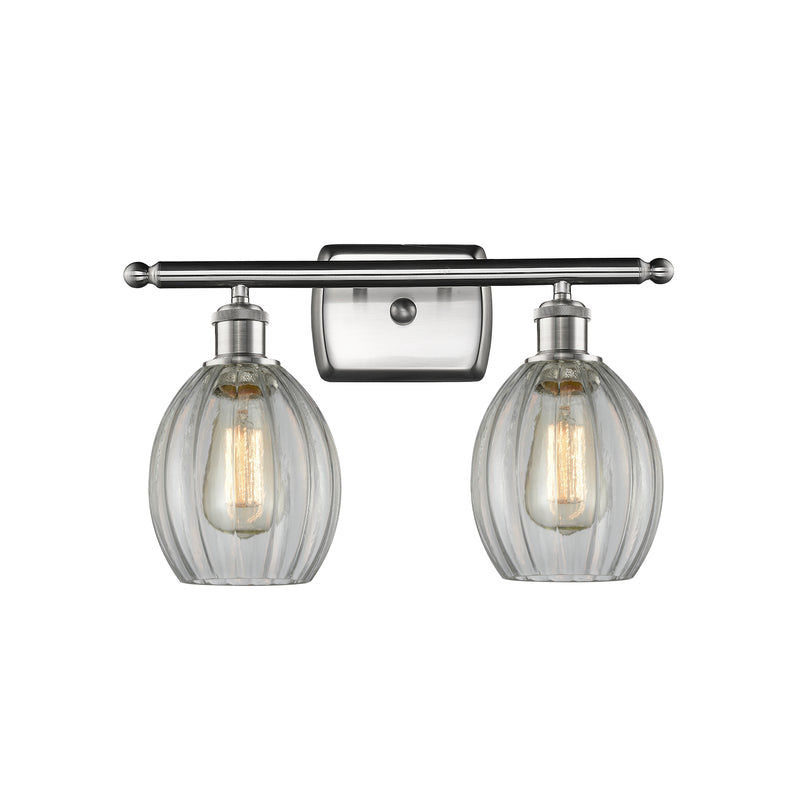 Eaton Bath Vanity Light shown in the Brushed Satin Nickel finish with a Clear shade