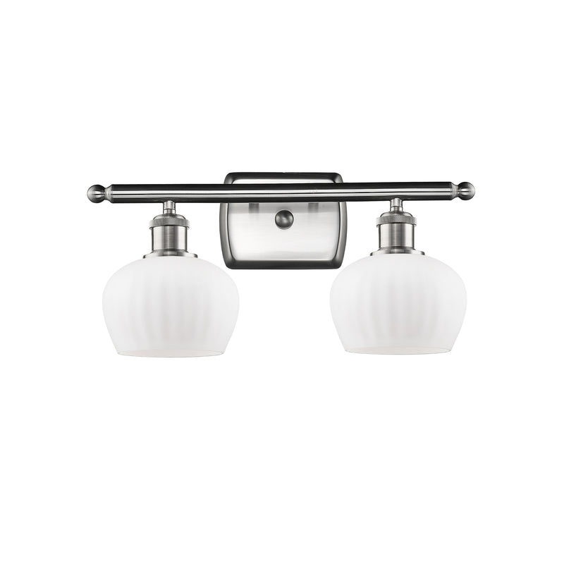 Fenton Bath Vanity Light shown in the Brushed Satin Nickel finish with a Matte White shade