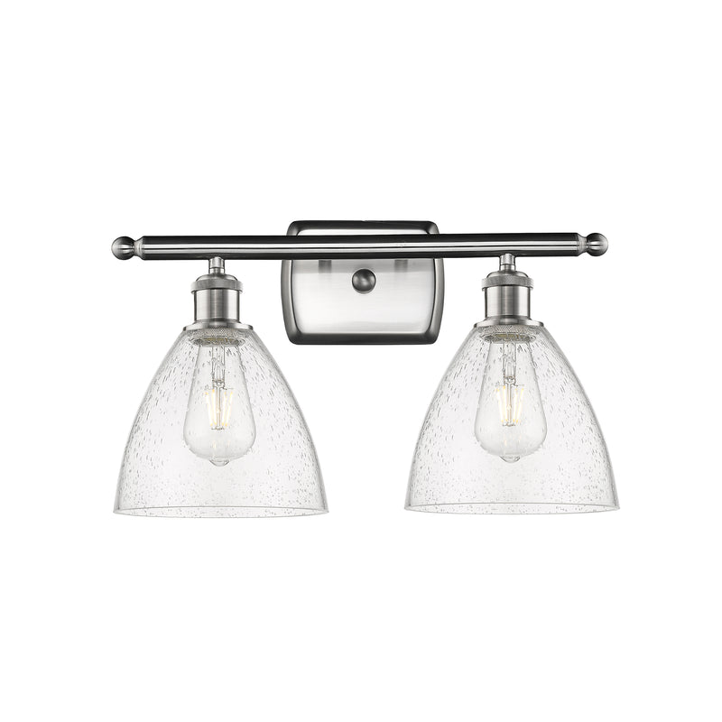 Ballston Dome Bath Vanity Light shown in the Brushed Satin Nickel finish with a Seedy shade