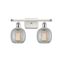 Belfast Bath Vanity Light shown in the White and Polished Chrome finish with a Clear Crackle shade