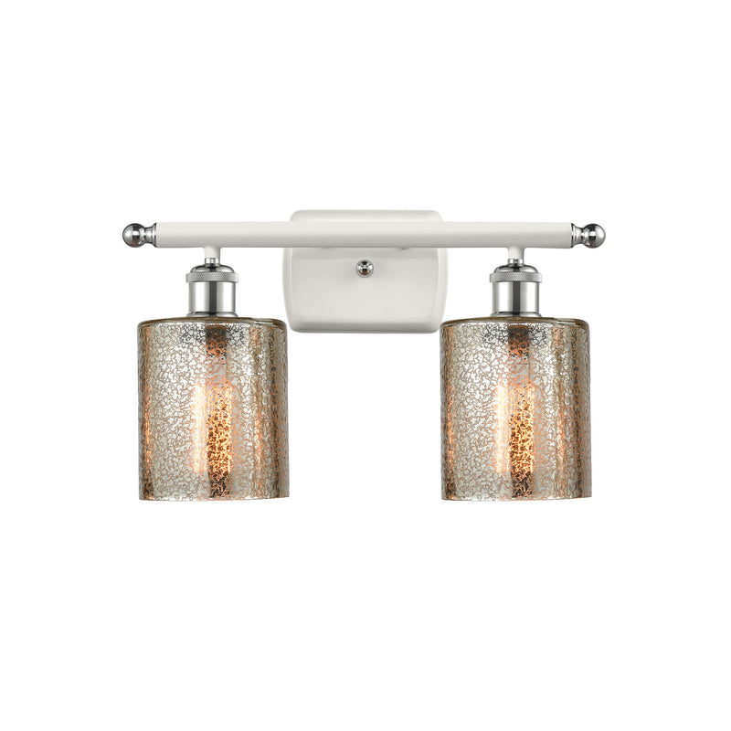 Cobbleskill Bath Vanity Light shown in the White and Polished Chrome finish with a Mercury shade