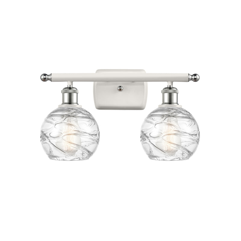 Deco Swirl Bath Vanity Light shown in the White and Polished Chrome finish with a Clear shade