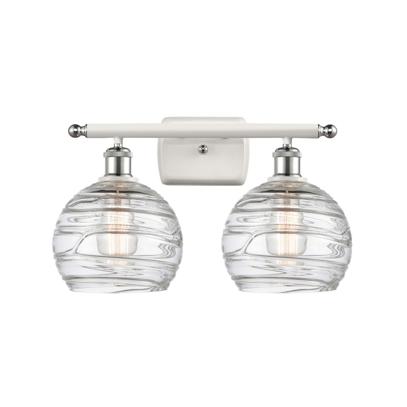 Deco Swirl Bath Vanity Light shown in the White and Polished Chrome finish with a Clear shade