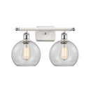 Athens Bath Vanity Light shown in the White and Polished Chrome finish with a Clear shade