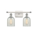 Caledonia Bath Vanity Light shown in the White and Polished Chrome finish with a Mouchette shade
