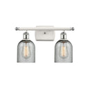 Caledonia Bath Vanity Light shown in the White and Polished Chrome finish with a Charcoal shade