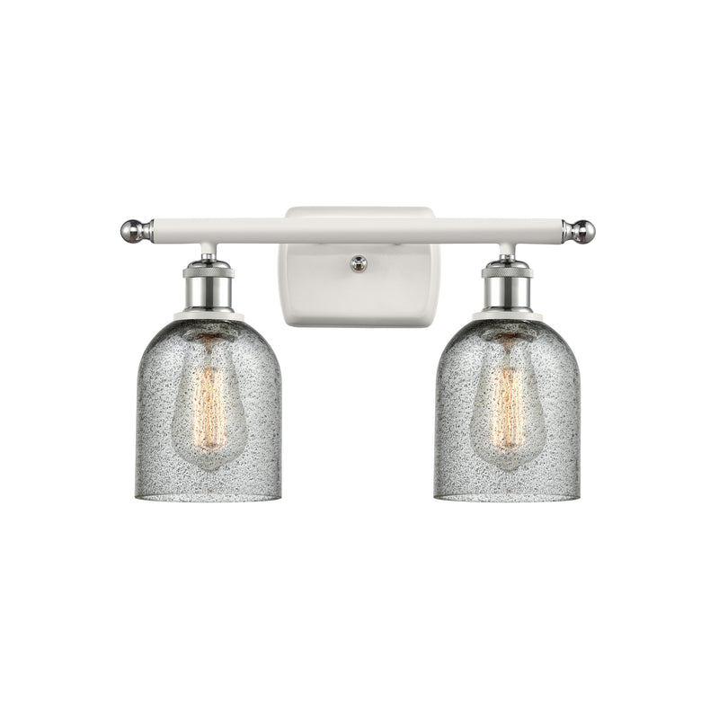 Caledonia Bath Vanity Light shown in the White and Polished Chrome finish with a Charcoal shade