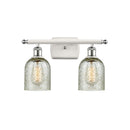 Caledonia Bath Vanity Light shown in the White and Polished Chrome finish with a Mica shade