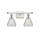 Conesus Bath Vanity Light shown in the White and Polished Chrome finish with a Clear Crackle shade