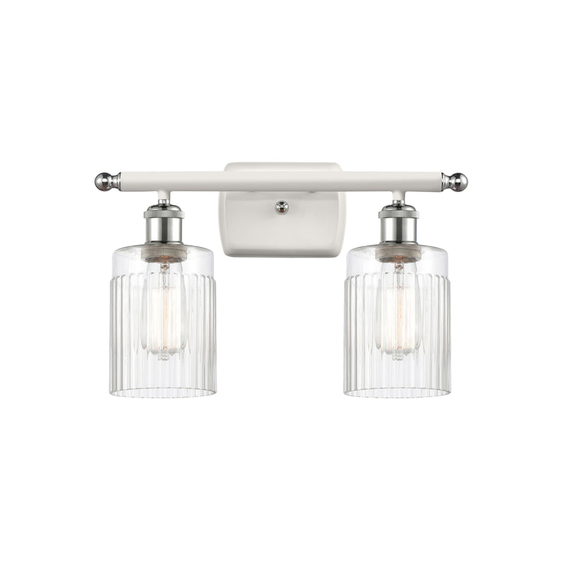 Hadley Bath Vanity Light shown in the White and Polished Chrome finish with a Clear shade