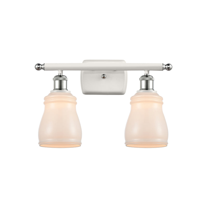 Ellery Bath Vanity Light shown in the White and Polished Chrome finish with a White shade