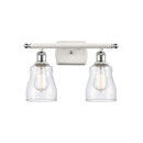 Ellery Bath Vanity Light shown in the White and Polished Chrome finish with a Clear shade
