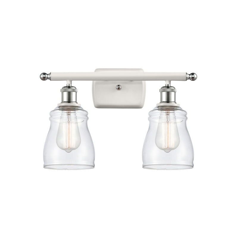 Ellery Bath Vanity Light shown in the White and Polished Chrome finish with a Clear shade