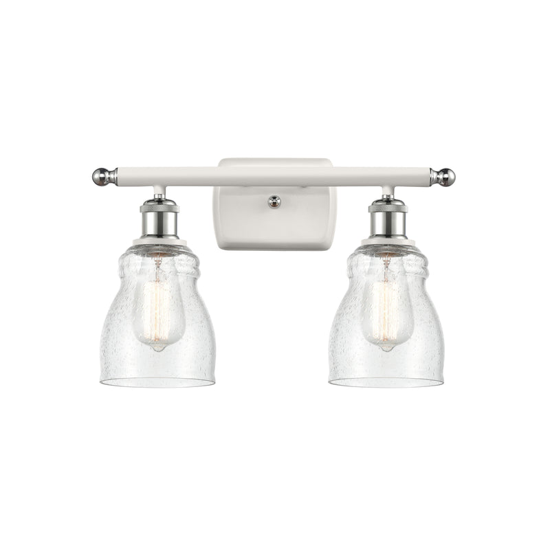 Ellery Bath Vanity Light shown in the White and Polished Chrome finish with a Seedy shade