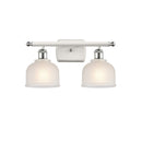 Dayton Bath Vanity Light shown in the White and Polished Chrome finish with a White shade