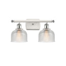 Dayton Bath Vanity Light shown in the White and Polished Chrome finish with a Clear shade