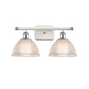 Arietta Bath Vanity Light shown in the White and Polished Chrome finish with a Clear shade