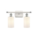 Clymer Bath Vanity Light shown in the White and Polished Chrome finish with a Matte White shade