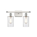 Clymer Bath Vanity Light shown in the White and Polished Chrome finish with a Clear shade