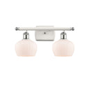 Fenton Bath Vanity Light shown in the White and Polished Chrome finish with a Matte White shade