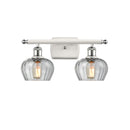 Fenton Bath Vanity Light shown in the White and Polished Chrome finish with a Clear shade