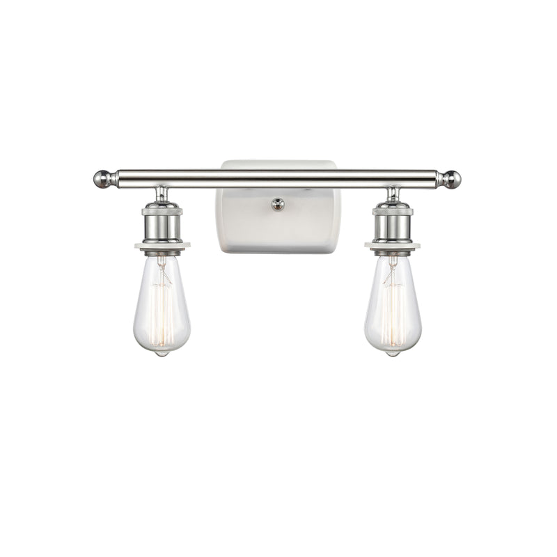 Bare Bulb Bath Vanity Light shown in the White and Polished Chrome finish