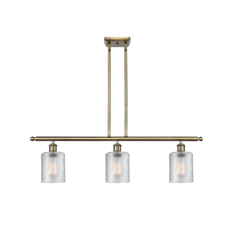 Cobbleskill Island Light shown in the Antique Brass finish with a Clear shade