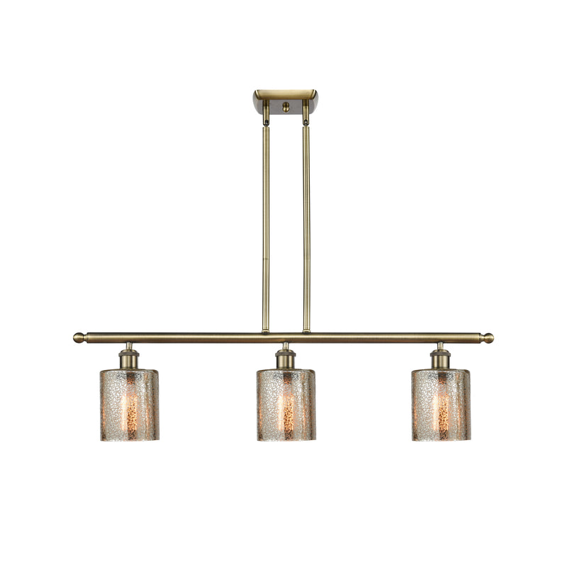 Cobbleskill Island Light shown in the Antique Brass finish with a Mercury shade