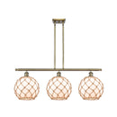 Farmhouse Rope Island Light shown in the Antique Brass finish with a White Glass with Brown Rope shade