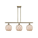 Farmhouse Rope Island Light shown in the Antique Brass finish with a White Glass with Brown Rope shade