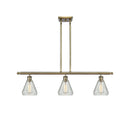 Conesus Island Light shown in the Antique Brass finish with a Clear Crackle shade