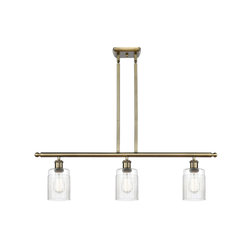 Hadley Island Light shown in the Antique Brass finish with a Clear shade